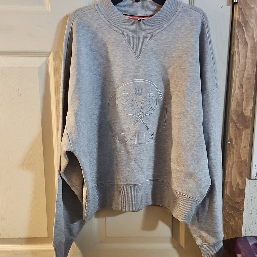 CALIA Women's Pique Scuba Crew Neck: LIGHT HEATHER GRAY: NEW WITH TAGS: SIZE M